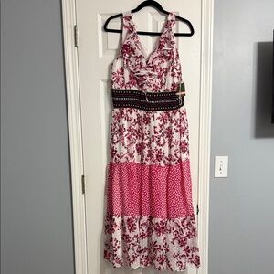 Taylor Pink and White Floral A line Dress NWT 10